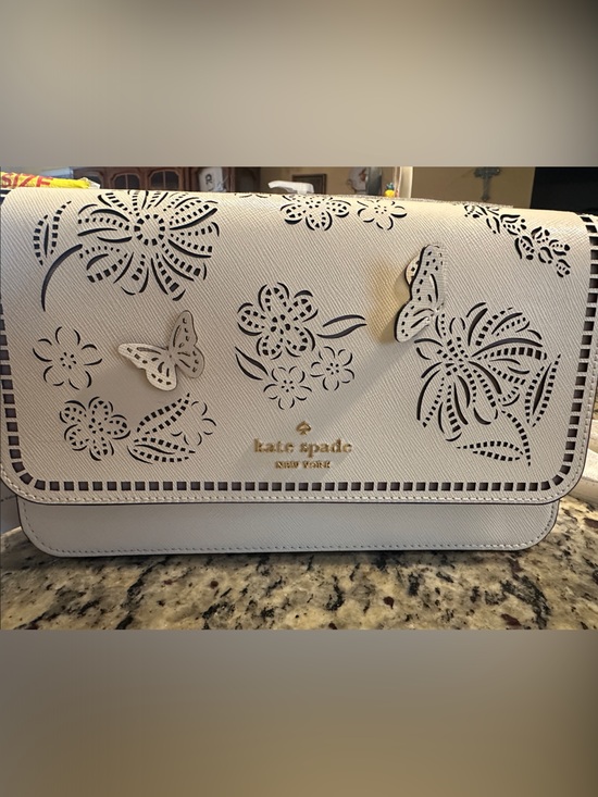 kate spade Handbags - kate spade White Floral & Butterfly Laser-Cut Crossbody NWT